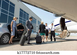 Business Professional About To Board Private Jet