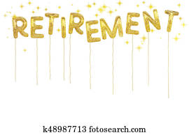 Gold foil retirement party style balloons. White background. Gold foil retirement party style balloons. White background.
