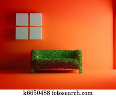 green sofa