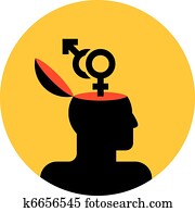 human head with gender symbols