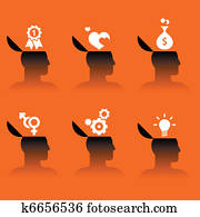 human head with various objects