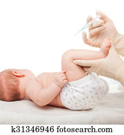 Infant gets an injection Infant gets an injection