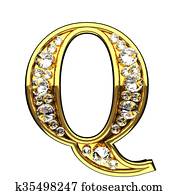q isolated golden letters with diamonds on white q isolated golden letters with diamonds on white