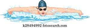 Vector of man swimming. Vector of man swimming.