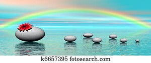 Zen stones and rainbow Zen stones and rainbow