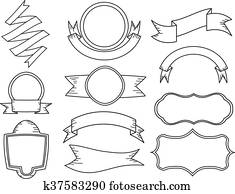 セット の リボンバナー 中に 黒板 クリップアート 切り張り イラスト 絵画 集 K Fotosearch