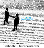 Business people global economic issues text page