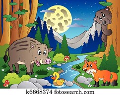 Forest scene with various animals 4