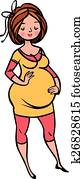 funny vector cartoon Pregnant woman