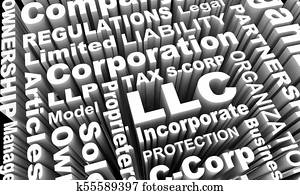llc, llp, s-, c-corp, עסק, סוגים, דוגמאות, מילים, 3d, דוגמה