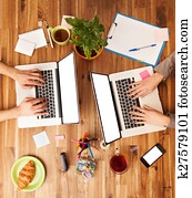 mann frau, arbeiten, laptops