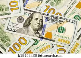 new edition 100 dollar banknotes, money and currency for inflation and economic concept