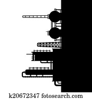 Oil Refinery Plant and Chemical Factory Silhouette 1. Vector Oil Refinery Plant and Chemical Factory Silhouette 1. Vector