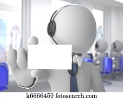 Phone operator with a blank card Phone operator with a blank card