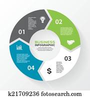 Vector circle arrows for infographic. Template for diagram, graph, presentation and chart. Business concept with 4 options, parts, steps or processes. Abstract background. Vector circle arrows for infographic. Template for diagram, graph, presentation and chart. Business concept with 4 options, parts, steps or processes. Abstract background.
