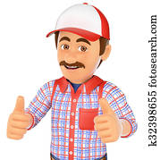 3D Handyman with two thumbs up 3D Handyman with two thumbs up
