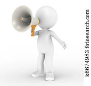 3d human character with megaphone 3d human character with megaphone
