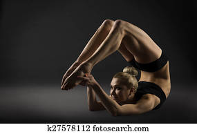 Back Bend Stretching Posture, Bending Woman Acrobat Gymnastics, Sporty Girl