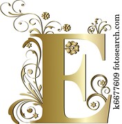 capital letter E gold