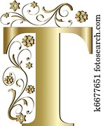 capital letter T gold capital letter T gold