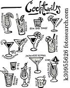 Cocktails Doodles Hand Drawn vector Cocktails Doodles Hand Drawn vector