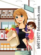 Mother and daughter shopping