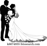 novia y novio, silueta