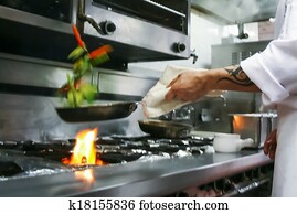 Preparing Food in Restaurant Preparing Food in Restaurant