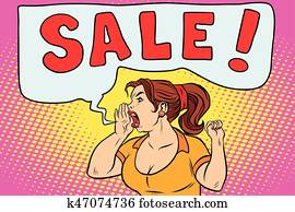 sale pop art woman screaming