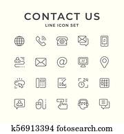 Set line icons of contact us Set line icons of contact us