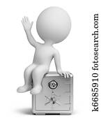 3d, קטן, אנשים, -, אמין, כספת