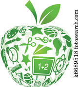 back to school - apple with education icons back to school - apple with education icons