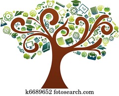 back to school - tree with education icons back to school - tree with education icons