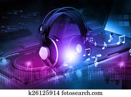 Dj mixer with headphones, Dj party background Dj mixer with headphones, Dj party background