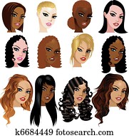gemischt, biracial, frauen gesichter gemischt, biracial, frauen gesichter