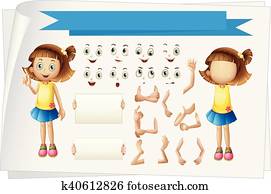Girl with different body parts Girl with different body parts