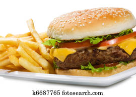 hamburger with fries hamburger with fries