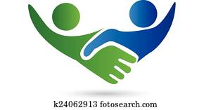 Handshake people in business logo