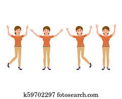 Happy female office manager cartoon character