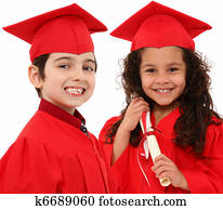 Kindergarten Graduation Boy Girl Children Interacial