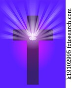 kreuz, mit, taube, und, licht