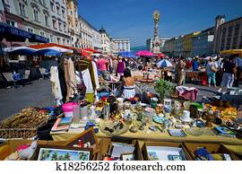 linz, austria, old town, flea market