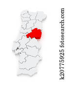 mapa, de, castelo, branco., portugal. mapa, de, castelo, branco., portugal.