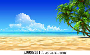 palmas, ligado, vazio, idyllic, tropicais, praia areia