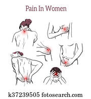 כאב, ב, שונה, גוף, parts., קבע, ל, בעיה, תחומים