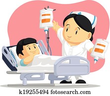 漫画, の, 看護婦, 助力, 患者