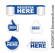 blue set vector paper stickers register here blue set vector paper stickers register here