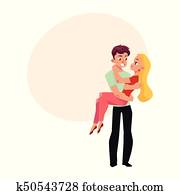 Boyfriend carrying girlfriend, portrait Stock Photo | faa093000509