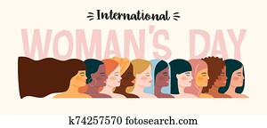 internationale, womens, day., vektor, abbildung, mit, frauen, verschieden, nationalit?ten, und, cultures. internationale, womens, day., vektor, abbildung, mit, frauen, verschieden, nationalit?ten, und, cultures.