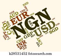 Ngn Currency Means Foreign Exchange And Banknote